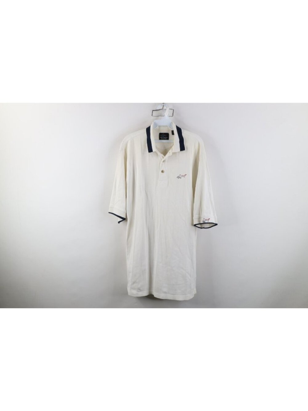 Vintage 90s Streetwear Mens Large Striped Cotton Knit Golf Polo Shirt White